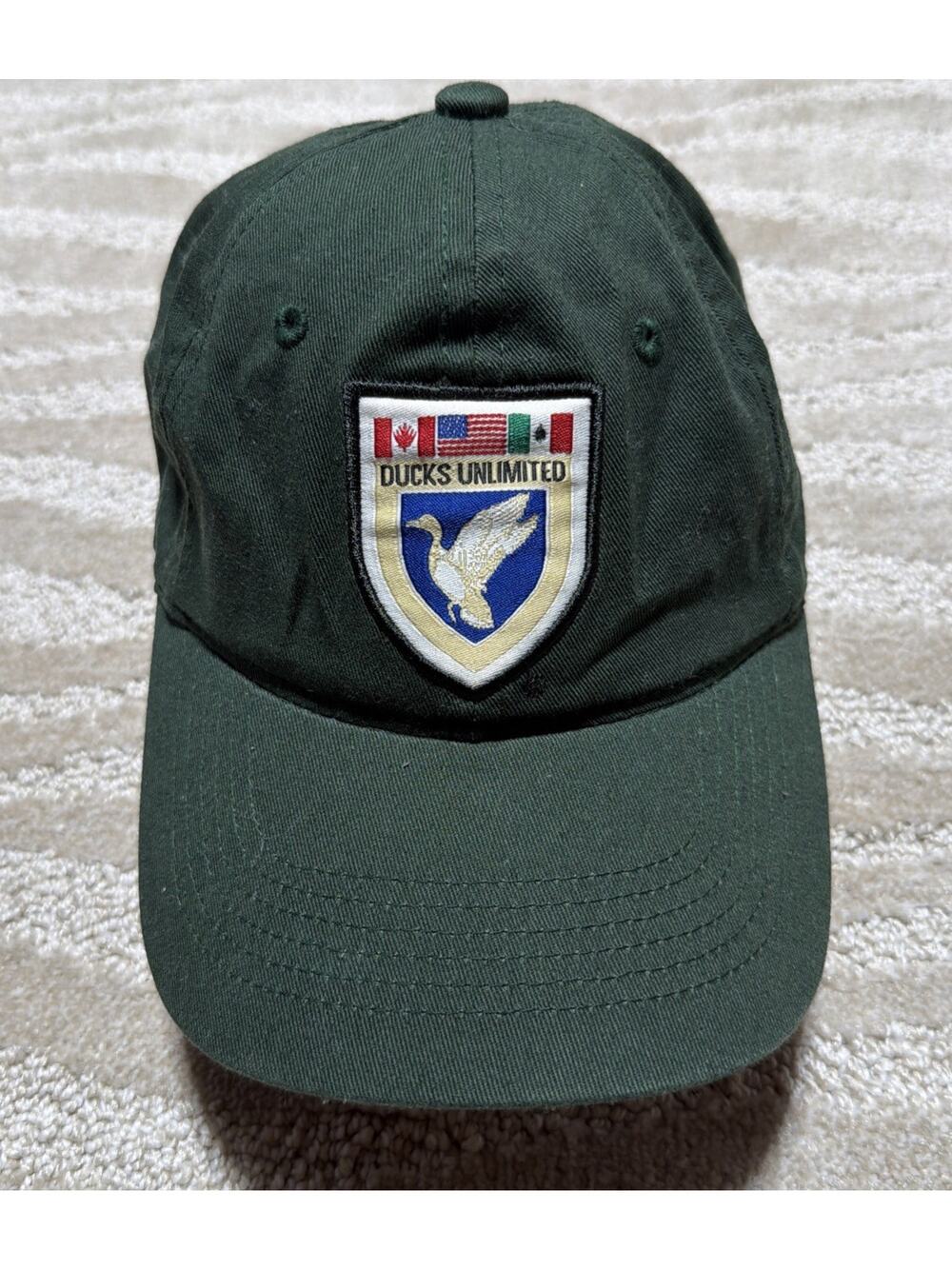 DUCKS UNLIMITED Hunter Green Adjustable Outdoor Cap Hat Vintage Logo OSFM